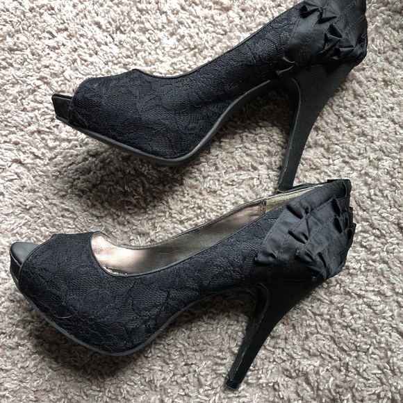 Rampage black open toe heels- size 7.5 - Picture 1 of 4